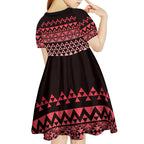 Maori Niho Taniwha Te Wheiao Kid Short Sleeve Dress Terracotta - Aussie Hoodie