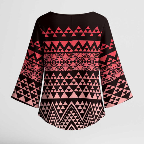 Maori Niho Taniwha Te Wheiao Kimono Sleeve Blouse Terracotta - Aussie Hoodie