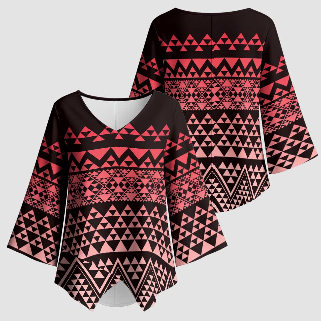 Maori Niho Taniwha Te Wheiao Kimono Sleeve Blouse Terracotta - Aussie Hoodie