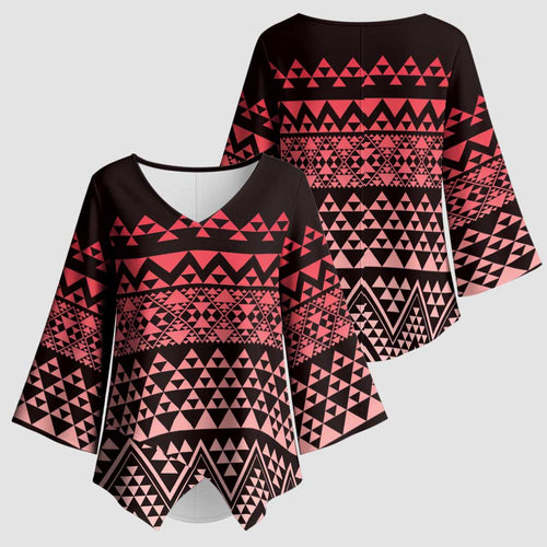 Maori Niho Taniwha Te Wheiao Kimono Sleeve Blouse Terracotta - Aussie Hoodie