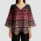 Maori Niho Taniwha Te Wheiao Kimono Sleeve Blouse Terracotta - Aussie Hoodie
