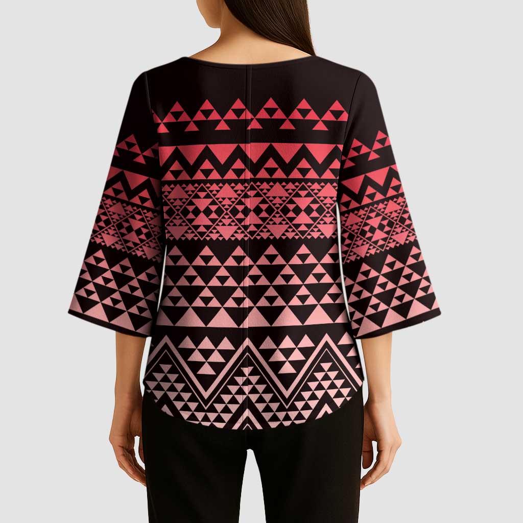 Maori Niho Taniwha Te Wheiao Kimono Sleeve Blouse Terracotta - Aussie Hoodie