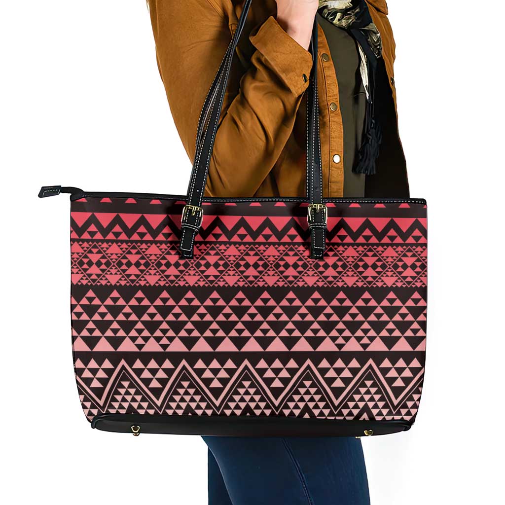 Maori Niho Taniwha Te Wheiao Leather Tote Bag Terracotta - Aussie Hoodie