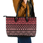 Maori Niho Taniwha Te Wheiao Leather Tote Bag Terracotta - Aussie Hoodie
