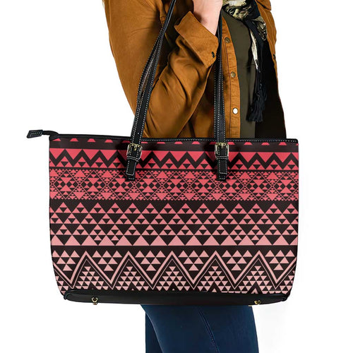Maori Niho Taniwha Te Wheiao Leather Tote Bag Terracotta - Aussie Hoodie