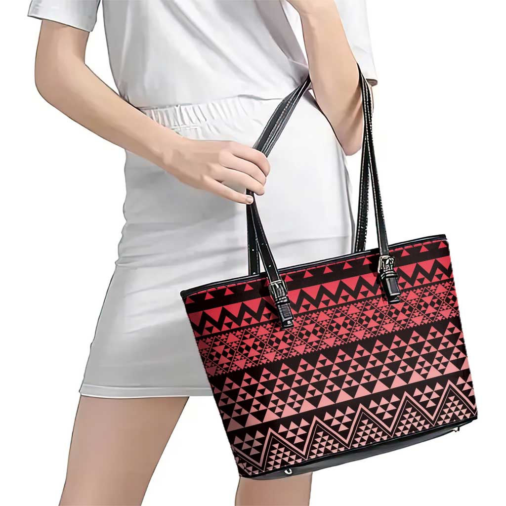 Maori Niho Taniwha Te Wheiao Leather Tote Bag Terracotta - Aussie Hoodie
