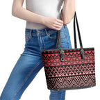 Maori Niho Taniwha Te Wheiao Leather Tote Bag Terracotta - Aussie Hoodie