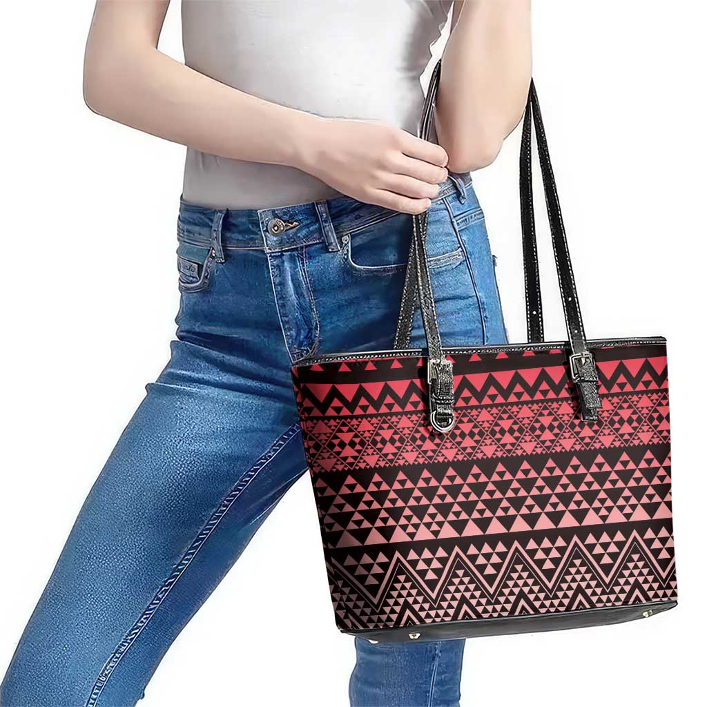 Maori Niho Taniwha Te Wheiao Leather Tote Bag Terracotta - Aussie Hoodie
