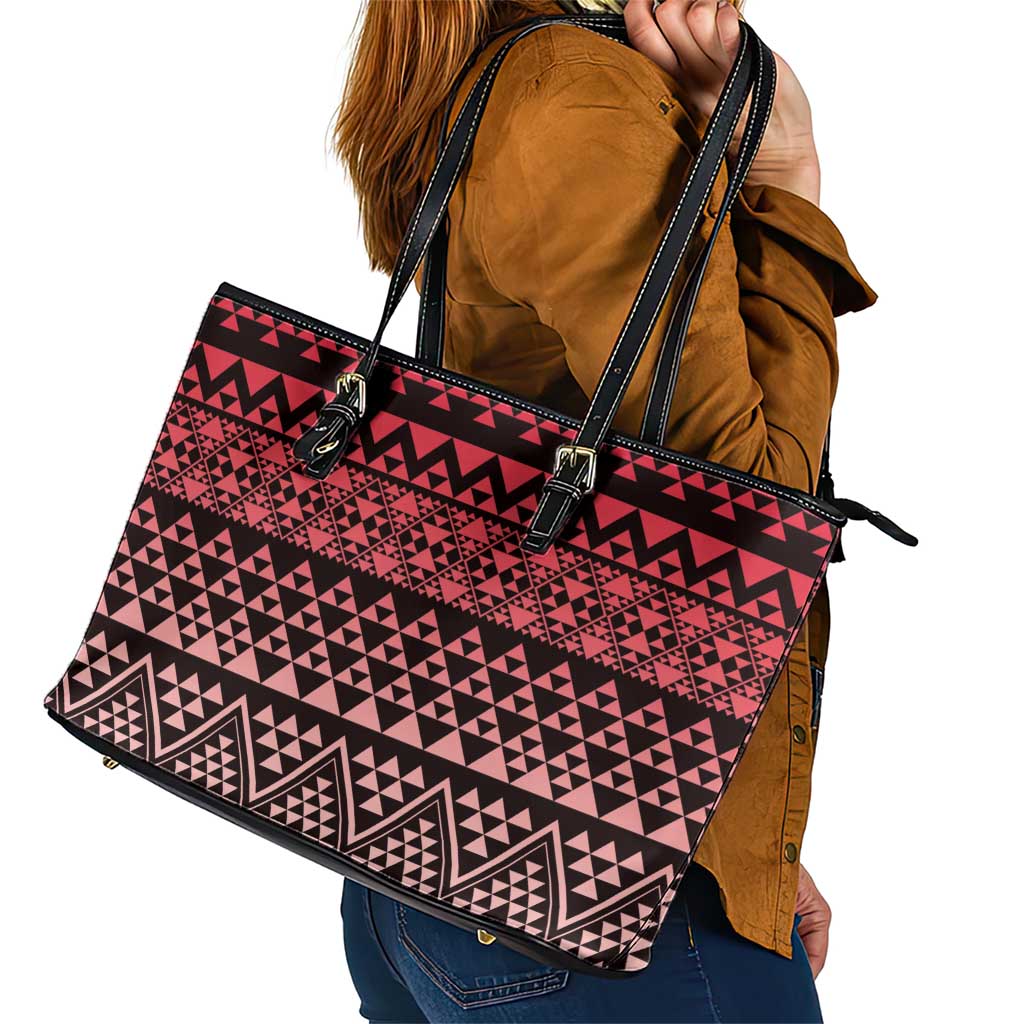 Maori Niho Taniwha Te Wheiao Leather Tote Bag Terracotta - Aussie Hoodie