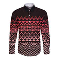 Maori Niho Taniwha Te Wheiao Long Sleeve Button Shirt Terracotta - Aussie Hoodie