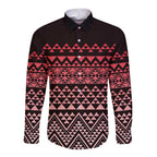 Maori Niho Taniwha Te Wheiao Long Sleeve Button Shirt Terracotta - Aussie Hoodie
