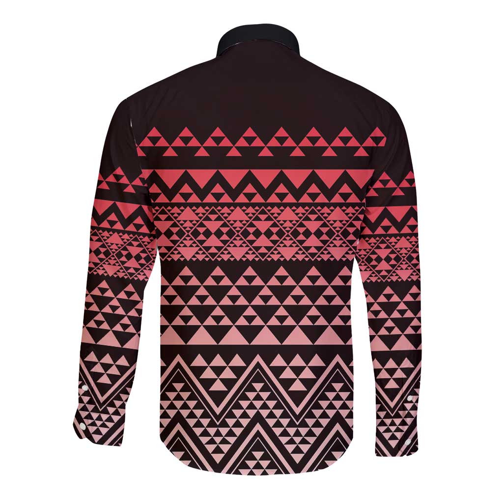 Maori Niho Taniwha Te Wheiao Long Sleeve Button Shirt Terracotta - Aussie Hoodie