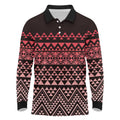 Maori Niho Taniwha Te Wheiao Long Sleeve Polo Shirt Terracotta - Aussie Hoodie