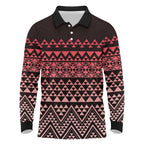 Maori Niho Taniwha Te Wheiao Long Sleeve Polo Shirt Terracotta - Aussie Hoodie