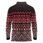 Maori Niho Taniwha Te Wheiao Long Sleeve Polo Shirt Terracotta - Aussie Hoodie