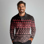 Maori Niho Taniwha Te Wheiao Long Sleeve Polo Shirt Terracotta - Aussie Hoodie
