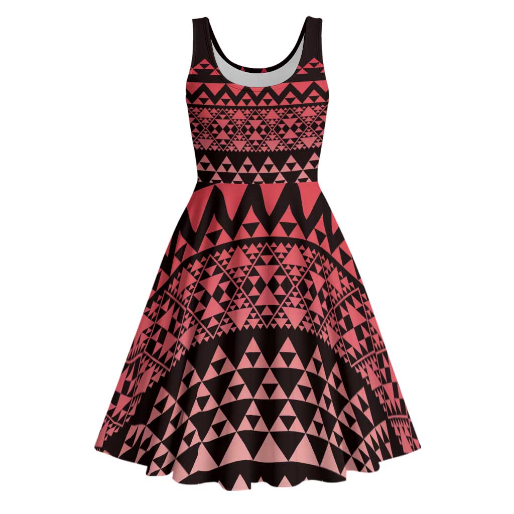 Maori Niho Taniwha Te Wheiao Midi Dress Terracotta - Aussie Hoodie