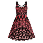 Maori Niho Taniwha Te Wheiao Midi Dress Terracotta - Aussie Hoodie
