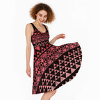 Maori Niho Taniwha Te Wheiao Midi Dress Terracotta - Aussie Hoodie