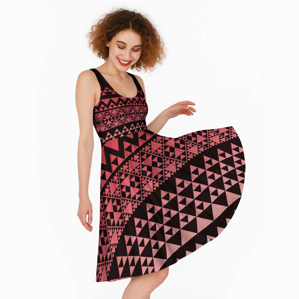 Maori Niho Taniwha Te Wheiao Midi Dress Terracotta - Aussie Hoodie