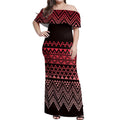 Maori Niho Taniwha Te Wheiao Off Shoulder Maxi Dress Terracotta - Aussie Hoodie