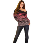 Maori Niho Taniwha Te Wheiao Off Shoulder Sweater Terracotta - Aussie Hoodie