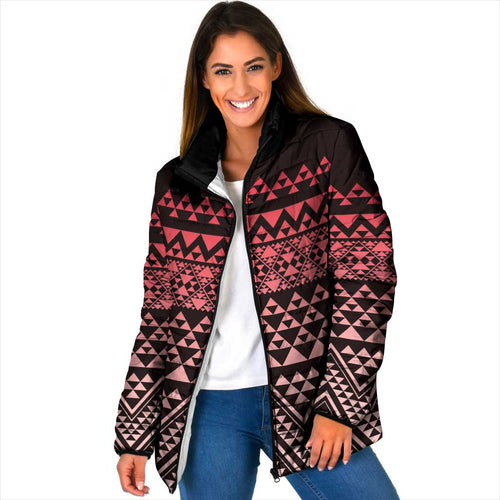 Maori Niho Taniwha Te Wheiao Padded Jacket Terracotta - Aussie Hoodie