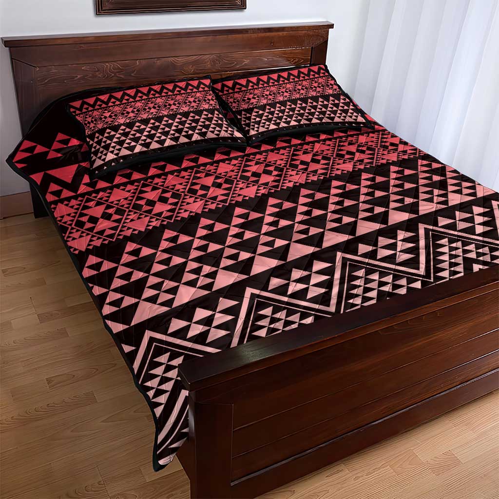 Maori Niho Taniwha Te Wheiao Quilt Bed Set Terracotta - Aussie Hoodie