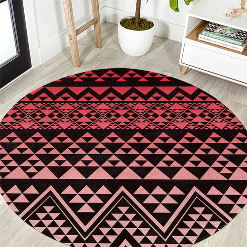 Maori Niho Taniwha Te Wheiao Round Carpet Terracotta - Aussie Hoodie