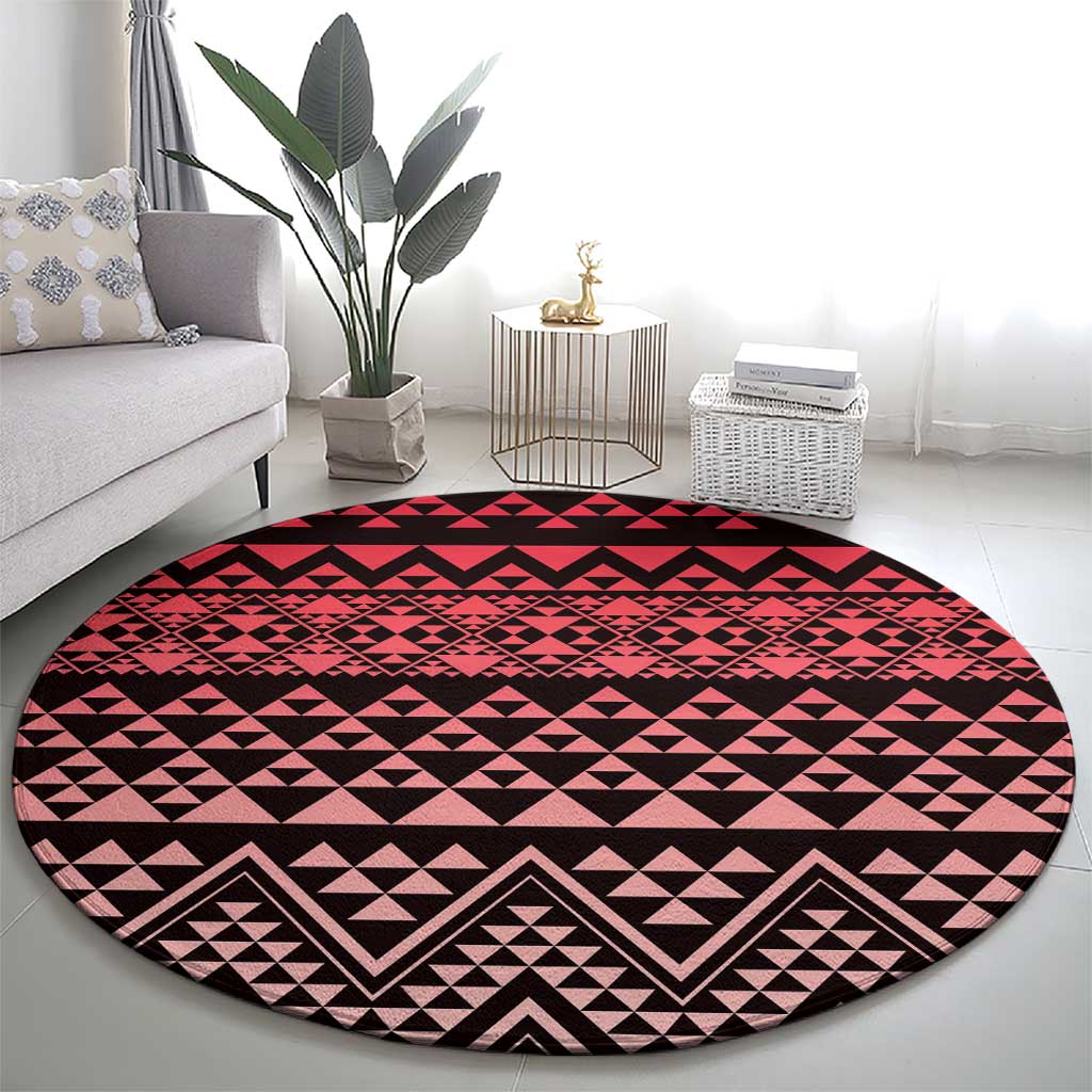 Maori Niho Taniwha Te Wheiao Round Carpet Terracotta - Aussie Hoodie