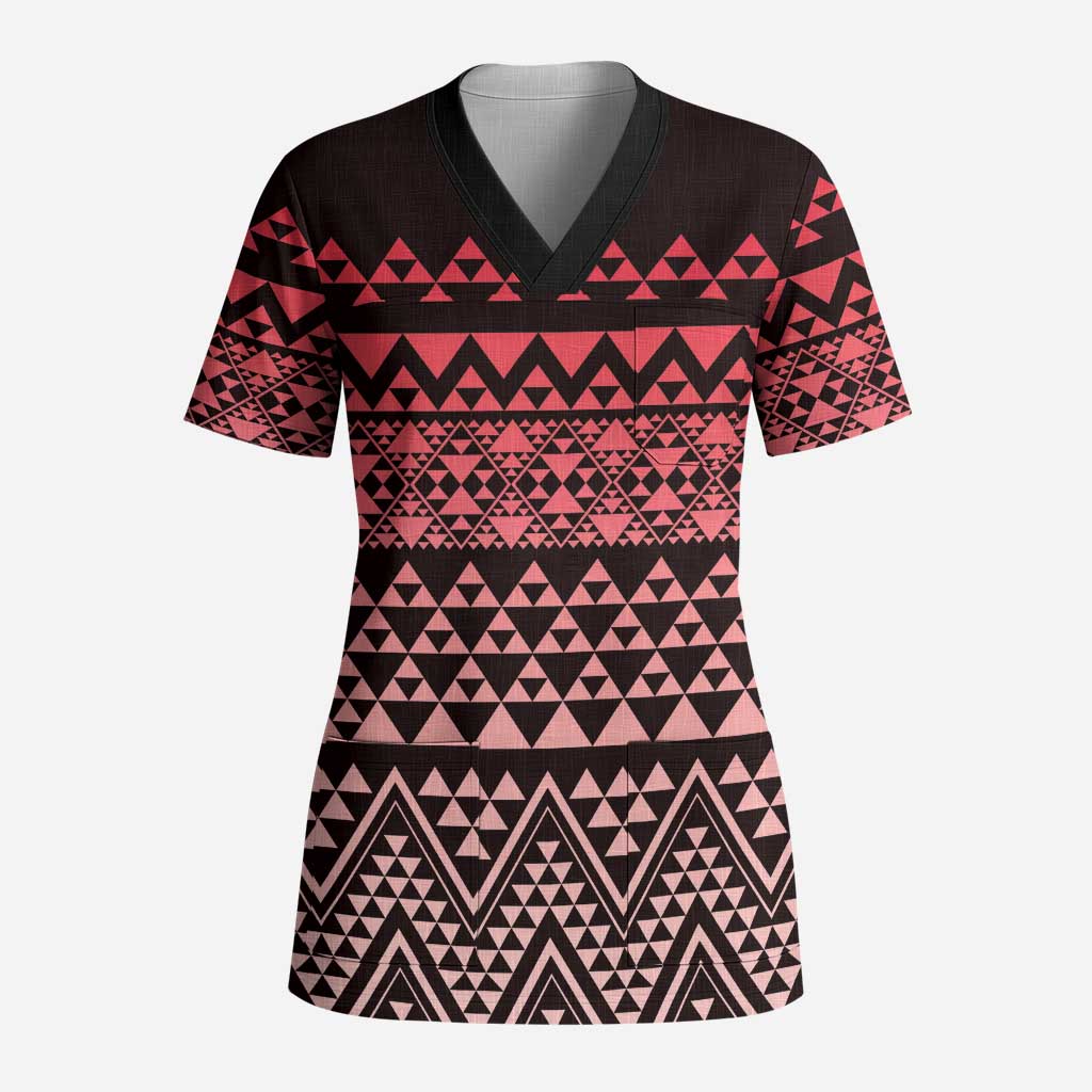 Maori Niho Taniwha Te Wheiao Scrub Top Terracotta - Aussie Hoodie