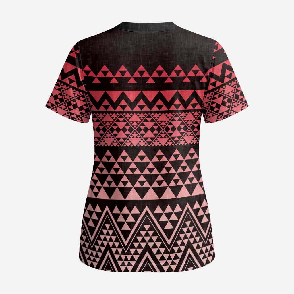 Maori Niho Taniwha Te Wheiao Scrub Top Terracotta - Aussie Hoodie