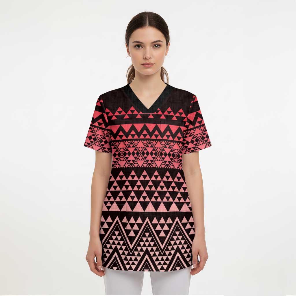 Maori Niho Taniwha Te Wheiao Scrub Top Terracotta - Aussie Hoodie