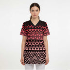 Maori Niho Taniwha Te Wheiao Scrub Top Terracotta - Aussie Hoodie