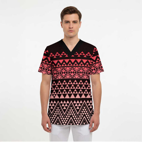 Maori Niho Taniwha Te Wheiao Scrub Top Terracotta - Aussie Hoodie