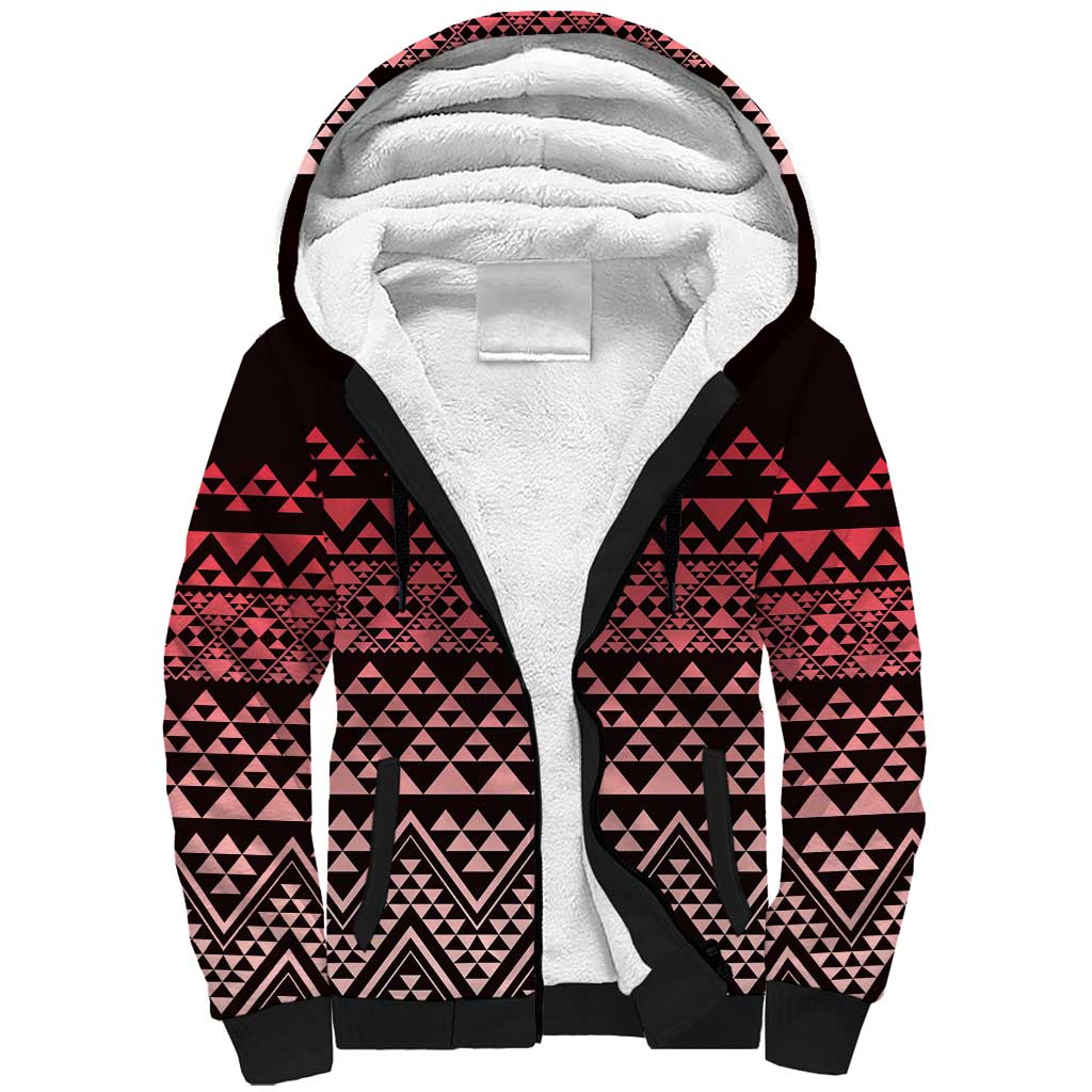 Maori Niho Taniwha Te Wheiao Sherpa Hoodie Terracotta - Aussie Hoodie