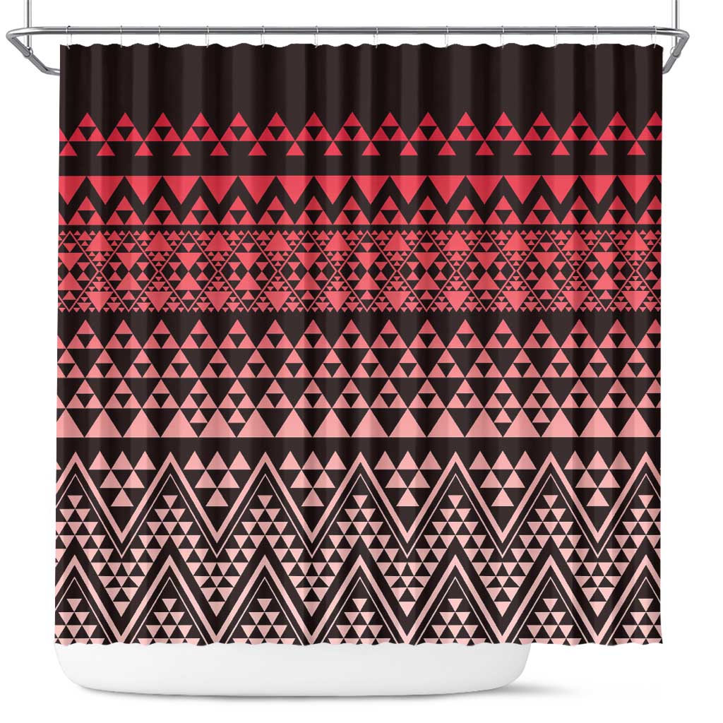 Maori Niho Taniwha Te Wheiao Shower Curtain Terracotta - Aussie Hoodie