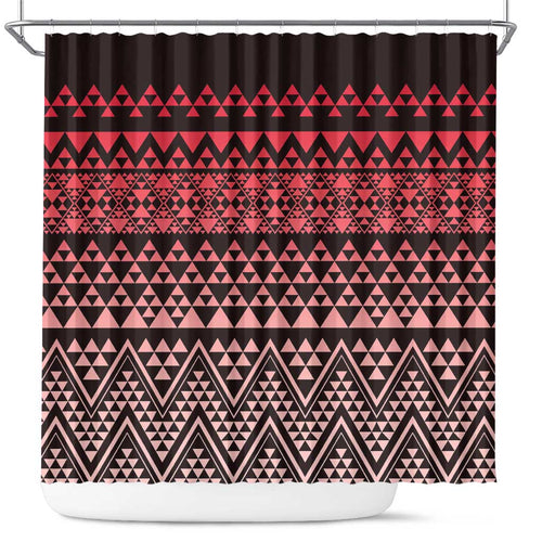 Maori Niho Taniwha Te Wheiao Shower Curtain Terracotta - Aussie Hoodie