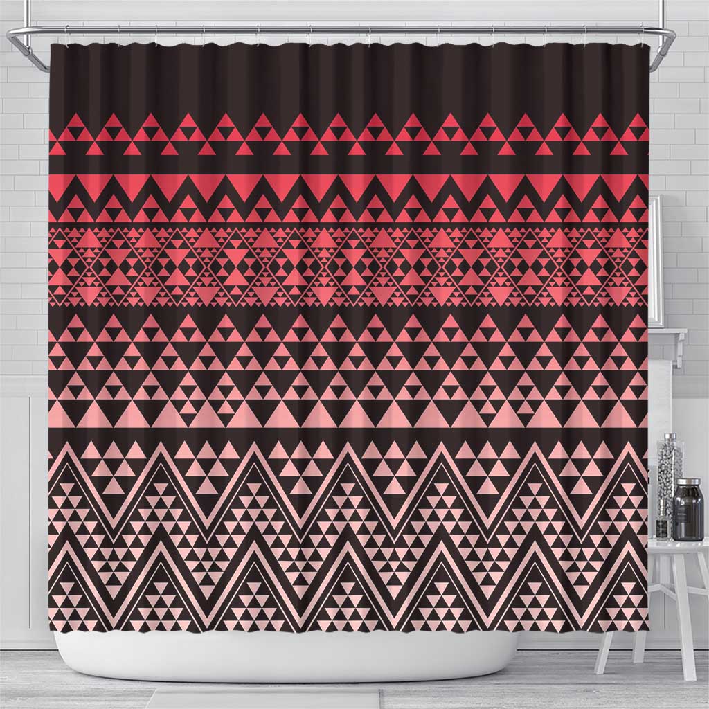 Maori Niho Taniwha Te Wheiao Shower Curtain Terracotta - Aussie Hoodie