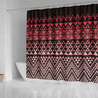 Maori Niho Taniwha Te Wheiao Shower Curtain Terracotta - Aussie Hoodie