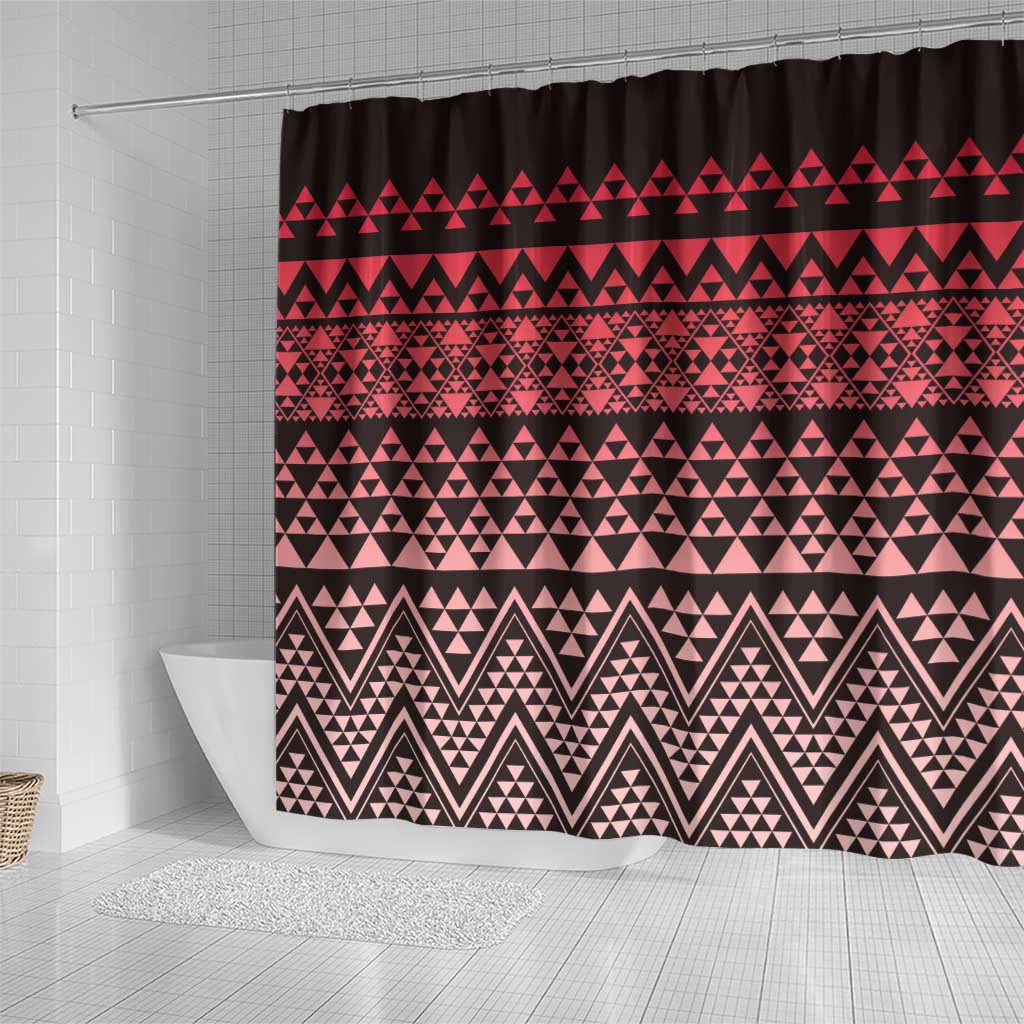 Maori Niho Taniwha Te Wheiao Shower Curtain Terracotta - Aussie Hoodie