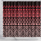 Maori Niho Taniwha Te Wheiao Shower Curtain Terracotta - Aussie Hoodie
