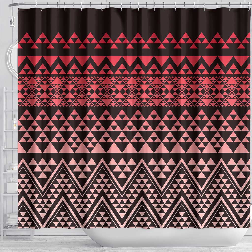 Maori Niho Taniwha Te Wheiao Shower Curtain Terracotta - Aussie Hoodie