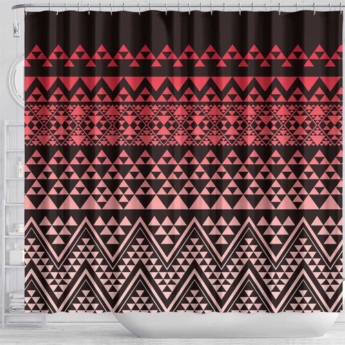 Maori Niho Taniwha Te Wheiao Shower Curtain Terracotta - Aussie Hoodie