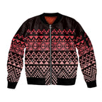 Maori Niho Taniwha Te Wheiao Sleeve Zip Bomber Jacket Terracotta - Aussie Hoodie