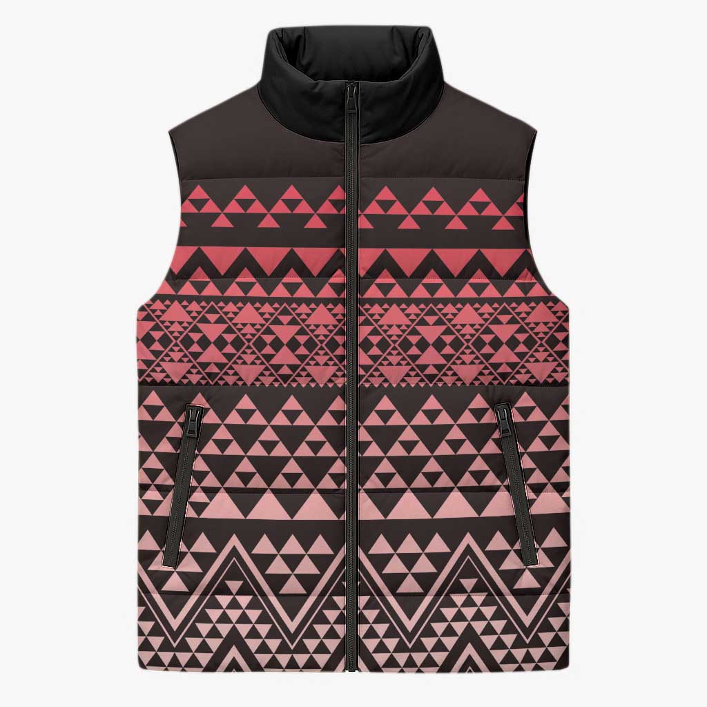 Maori Niho Taniwha Te Wheiao Sleeveless Puffer Jacket Terracotta - Aussie Hoodie