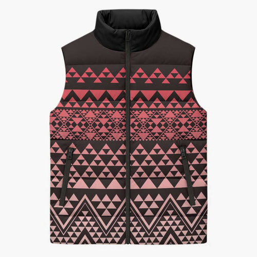 Maori Niho Taniwha Te Wheiao Sleeveless Puffer Jacket Terracotta - Aussie Hoodie