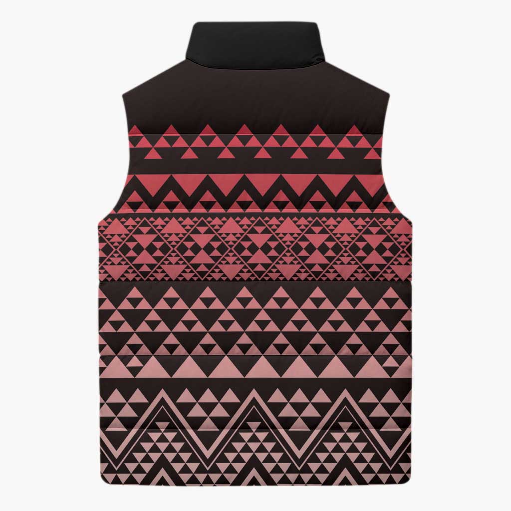 Maori Niho Taniwha Te Wheiao Sleeveless Puffer Jacket Terracotta - Aussie Hoodie