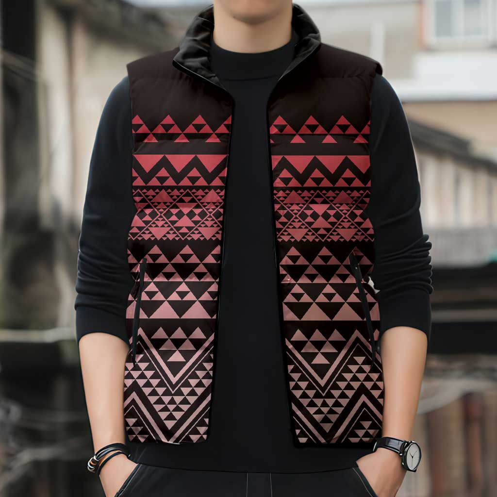 Maori Niho Taniwha Te Wheiao Sleeveless Puffer Jacket Terracotta - Aussie Hoodie