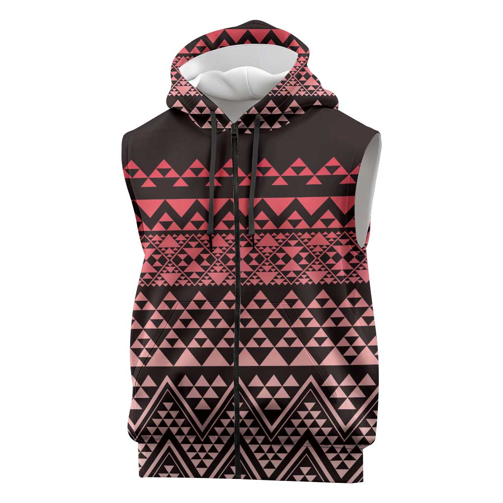 Maori Niho Taniwha Te Wheiao Sleeveless Zip Hoodie Terracotta LT7